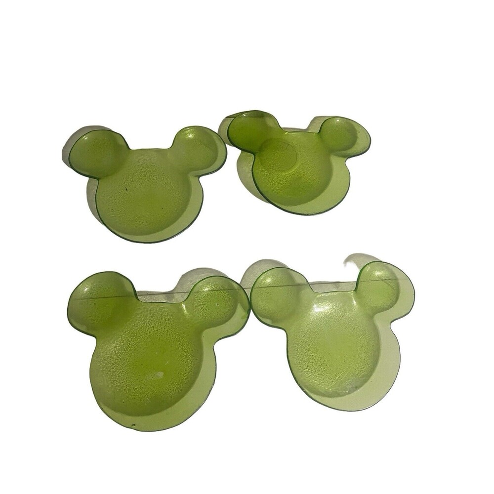 Disney Green Glass Mickey Mouse Serving Plate Set Of 4